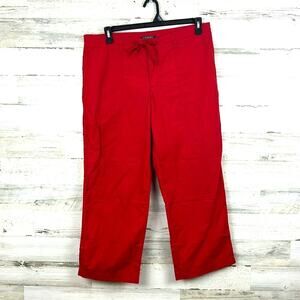 Lauren Ralph Lauren Womens 14  Red Cotton Wide Leg Mid Rise Casual Crop Pants
